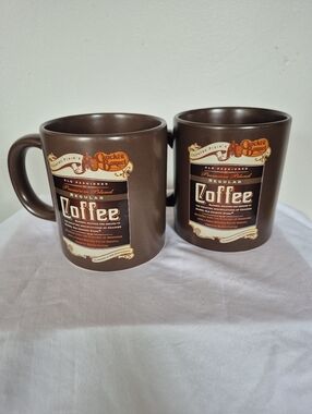 Cracker Barrel Set Of 2 Large Coffee Mugs Collectable